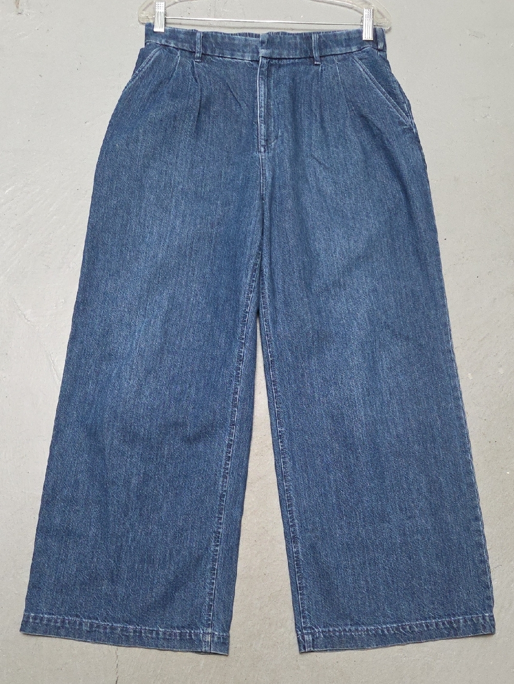 Gap 365 High Rise Wide Leg Denim Blue Jeans Sz 8 100% Cotton Zipper